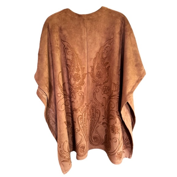 Chico’s Faux Suede Terracotta Embroidered Bohemian Ruana - Picture 5 of 8